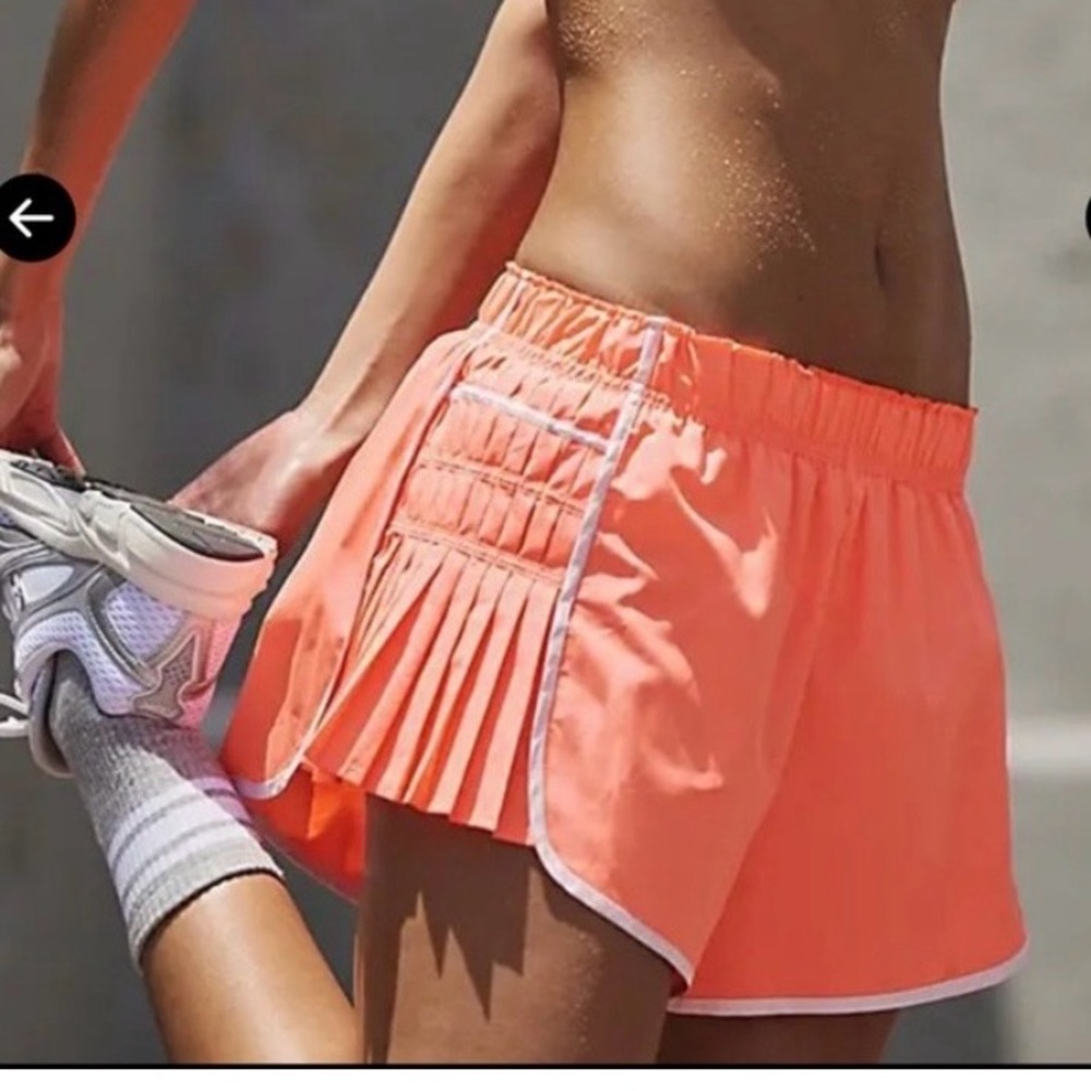 FREE PEOPLE Easy Tiger Pleated Shorts- Neon Coral Combo Size Medium